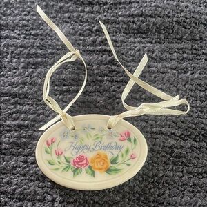 Floral Happy‎ Birthday Hanging Plaque Longaberger Pottery